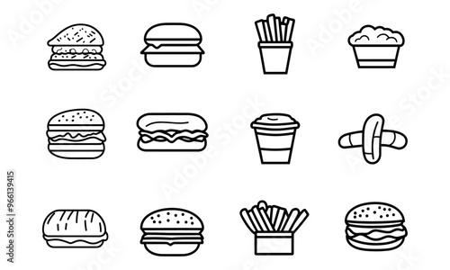 Food and Drink Line Editable Icons set. Vector illustration