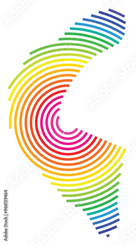 Symbol Map of the Departement Hauts-de-Seine (France) showing the territory with concentric circles in rainbow colors like a shooting target