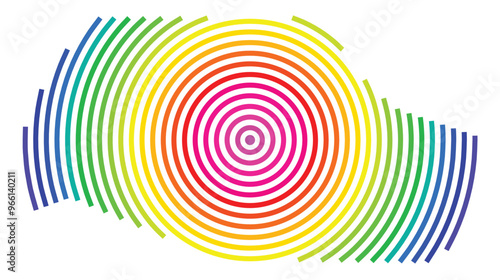 Symbol Map of the Departement Paris (France) showing the territory with concentric circles in rainbow colors like a shooting target