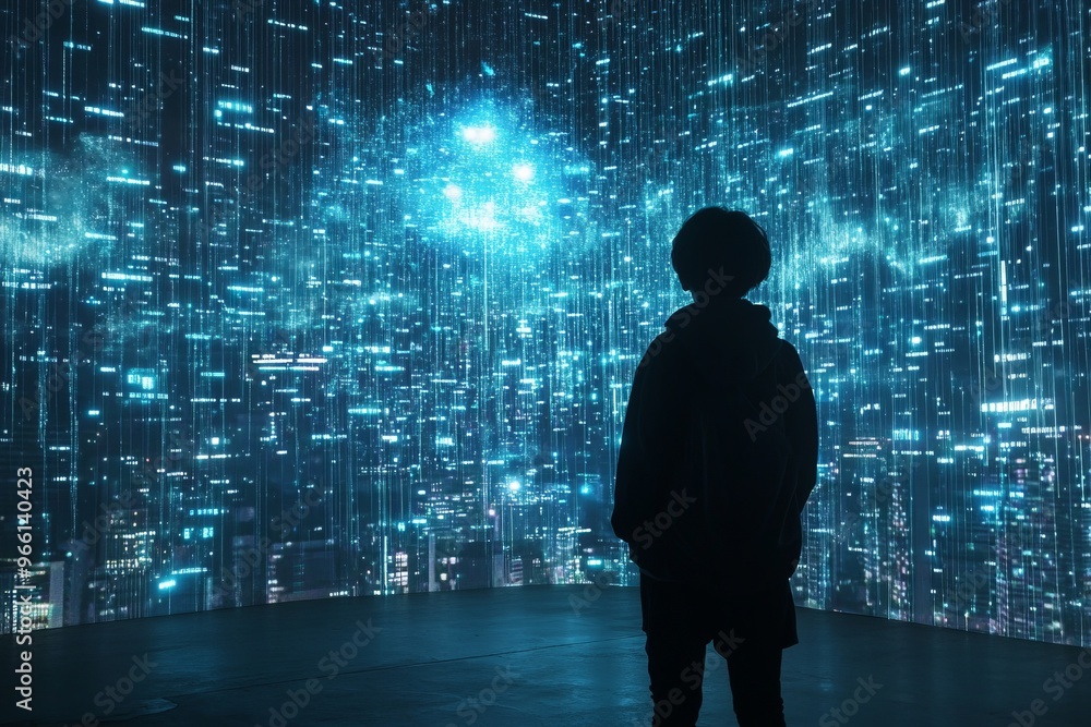 sky with futuristic hologram sky with futuristic hologram