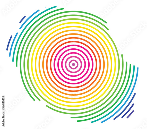 Symbol Map of the Overseas department La Reunion (France) showing the territory with concentric circles in rainbow colors like a shooting target