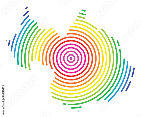 Symbol Map of the Departement Savoie (France) showing the territory with concentric circles in rainbow colors like a shooting target