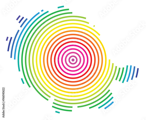 Symbol Map of the Departement Tarn (France) showing the territory with concentric circles in rainbow colors like a shooting target