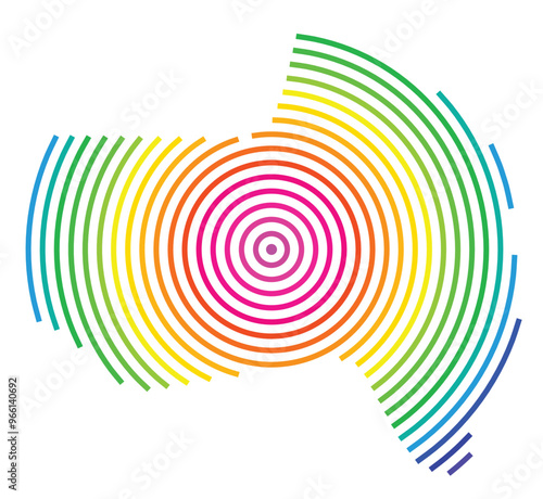 Symbol Map of the Departement Val-de-Marne (France) showing the territory with concentric circles in rainbow colors like a shooting target