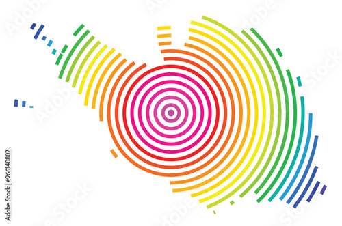 Symbol Map of the Departement Vendee (France) showing the territory with concentric circles in rainbow colors like a shooting target