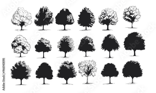 Tree icon vector set. Nature illustration sign collection photo