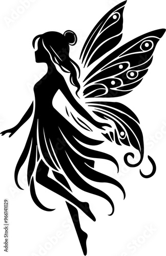 Elegant, simple outline fairy design, perfect for vector magic illustration.