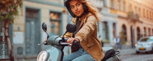 A close-up of a woman’s hands plugging in a charger to her electric scooter, highlighting eco-friendly transportation.