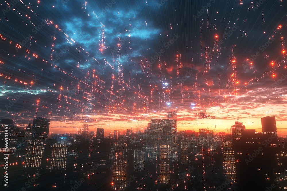 sky with data hologram sky with data hologram