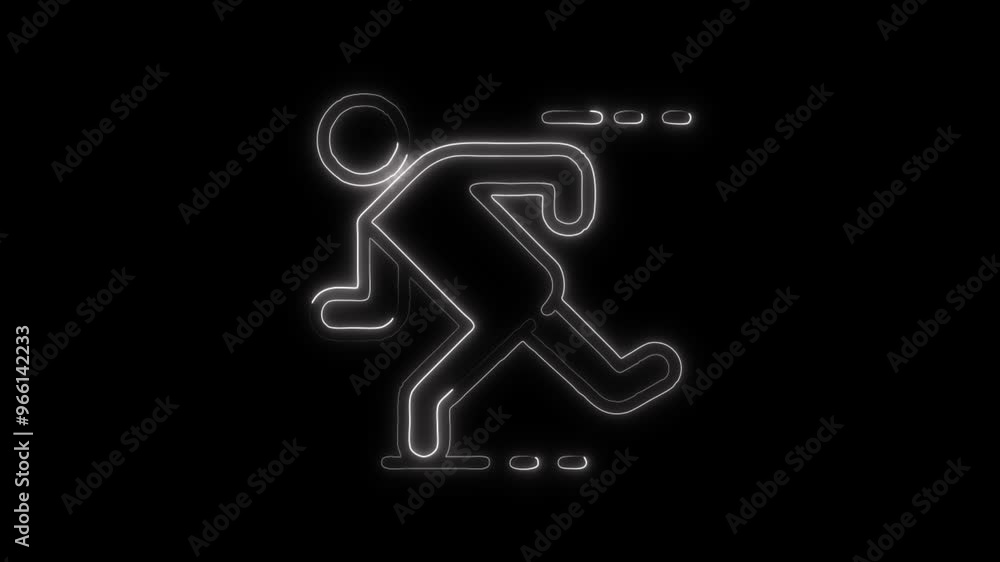 Glowing neon line Running icon isolated on black background. HD Video motion graphic animation Glowing neon line Running icon isolated on black background. HD Video motion graphic animation