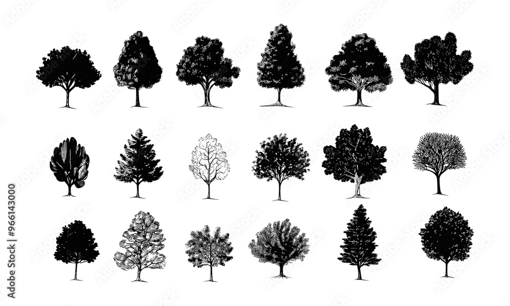 Fototapeta premium Tree icon vector set. Nature illustration sign collection