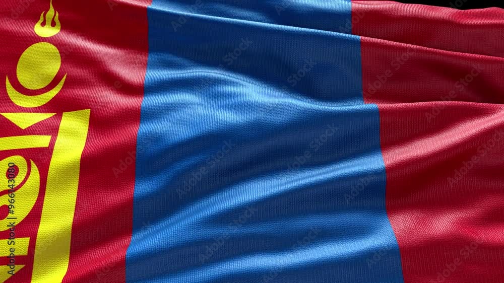 4k render Mongolia Flag video waving in wind Mongolia Flag Wave Loop ...