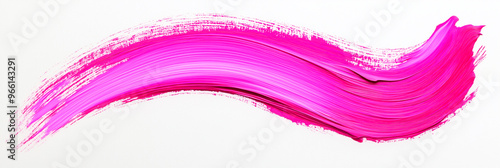 bright pink brush stroke of paint on white background