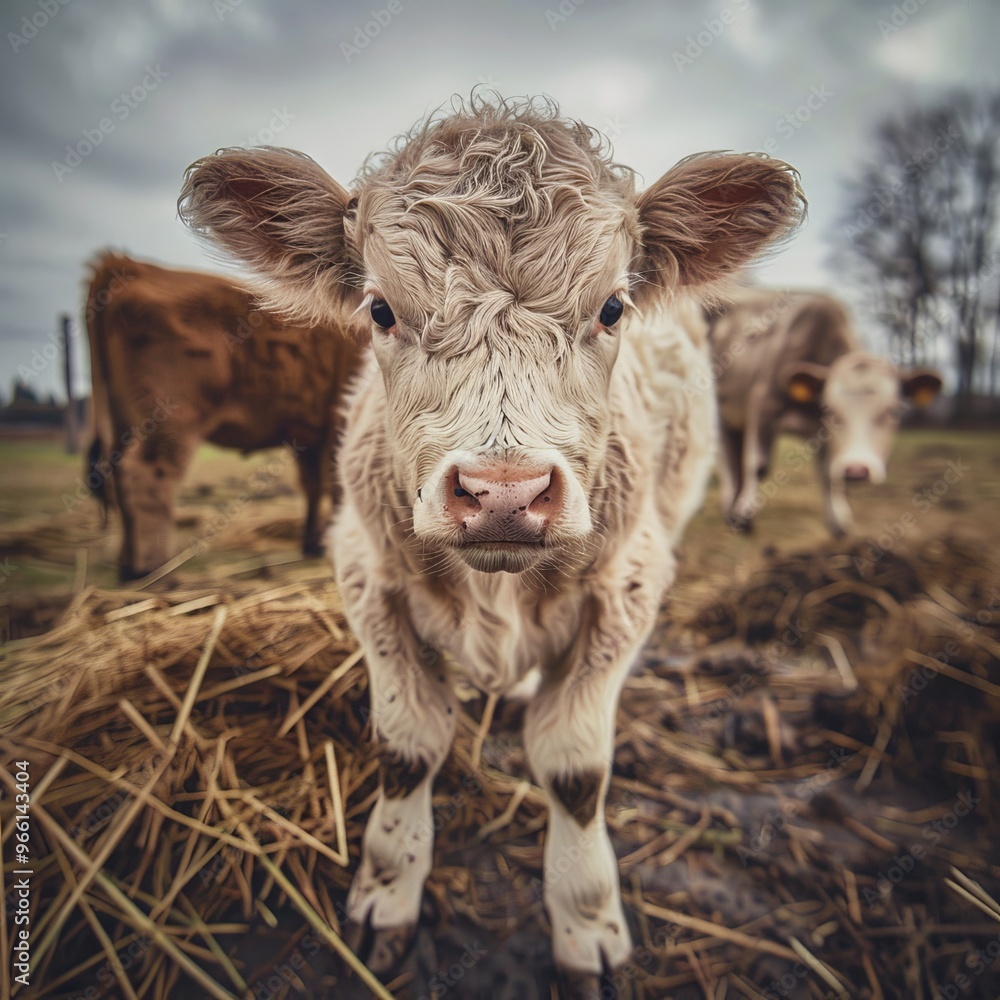 Little calf, cute cow baby portrait, young farm animal, pretty newborn cattle, natural rural life Little calf, cute cow baby portrait, young farm animal, pretty newborn cattle, natural rural life