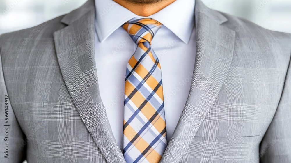 Professional Businessman in Suit with Elegant Patterned Tie Professional Businessman in Suit with Elegant Patterned Tie