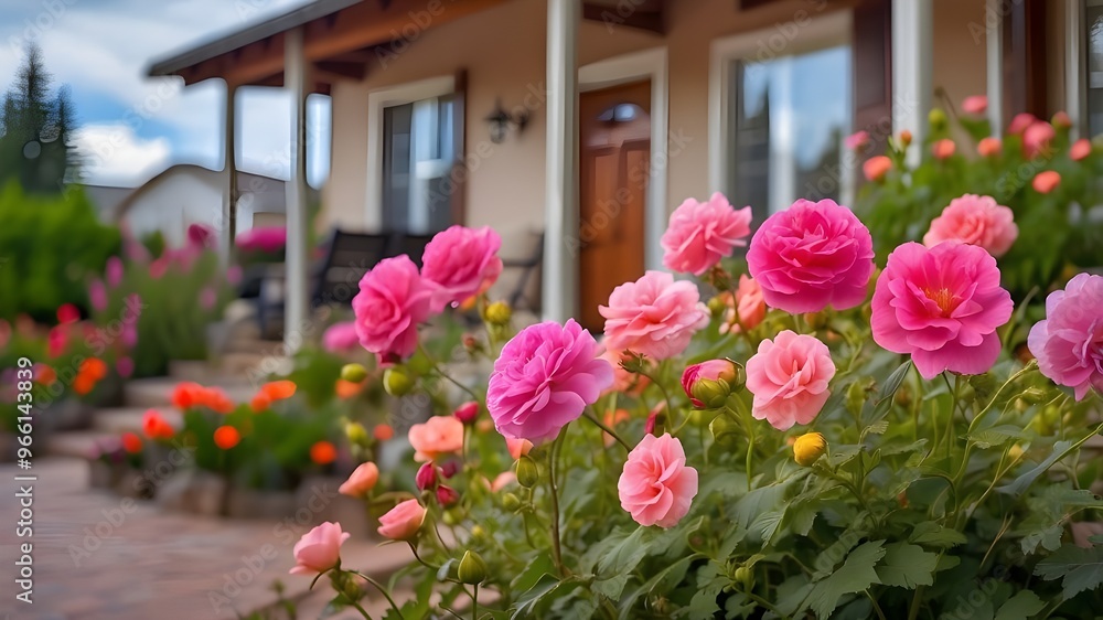 beautiful flowers in front of house beautiful flowers in front of house
