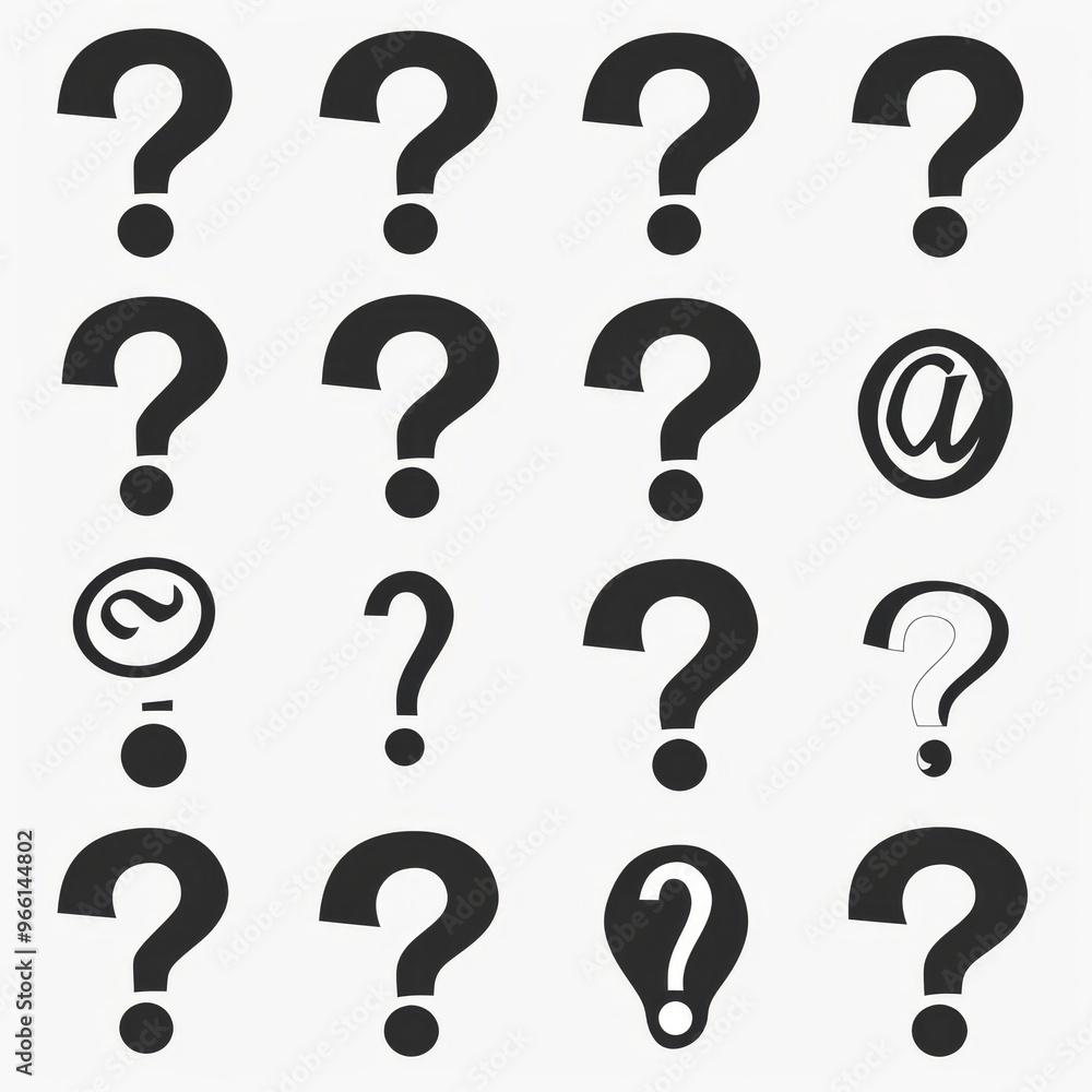 Question mark icon, quiz symbol, interrogation sign, simple rebus silhouette, questions emblem, faq set Question mark icon, quiz symbol, interrogation sign, simple rebus silhouette, questions emblem, faq set