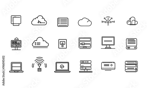 Simple Set of Data Security Related Vector Line Icons