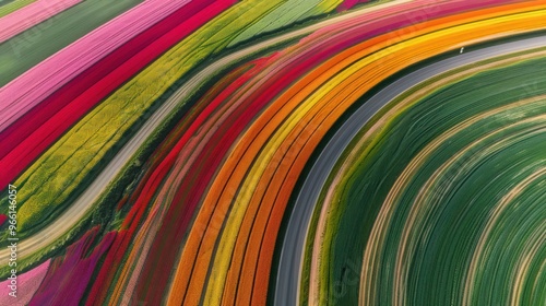 Aerial View of Colorful Flower Fields
