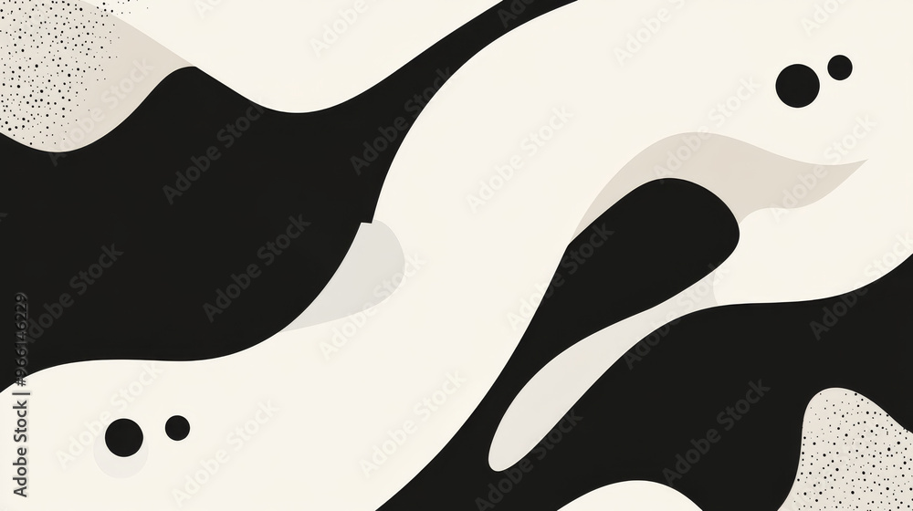 A simple, abstract design with black and white shapes. A simple, abstract design with black and white shapes.