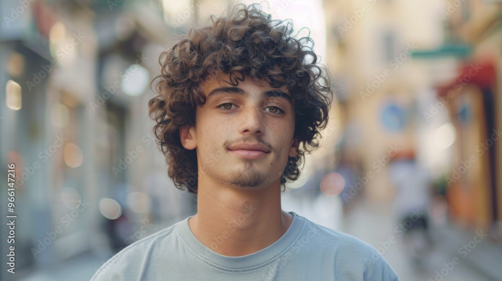 Young Man with Curly Hair Young Man with Curly Hair