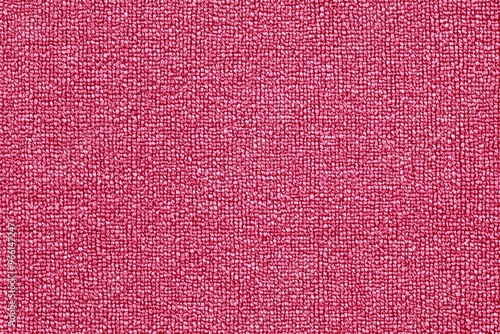 Textured cotton chenille fabric in a vibrant pink hue, showcasing a woven pattern. photo