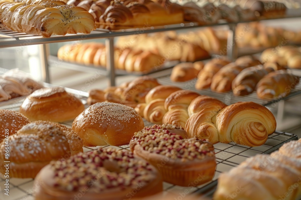 Assorted Freshly Baked Pastries in a Bakery Assorted Freshly Baked Pastries in a Bakery