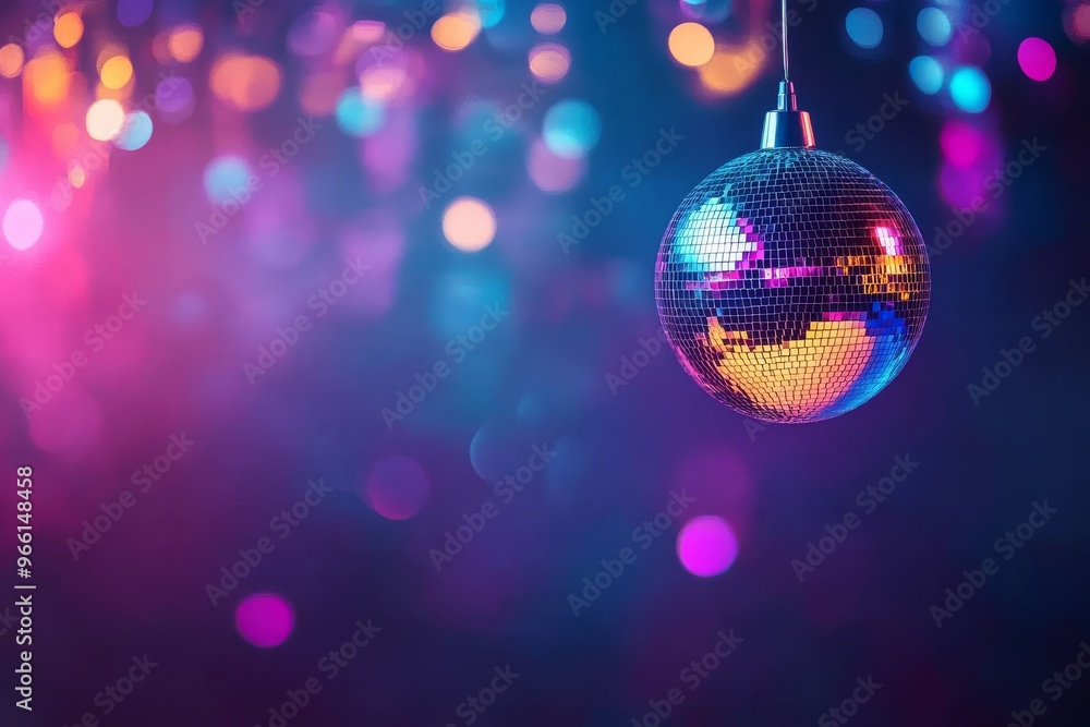 Fototapeta premium Sparkling Party Lights Reflecting Off Disco Ball