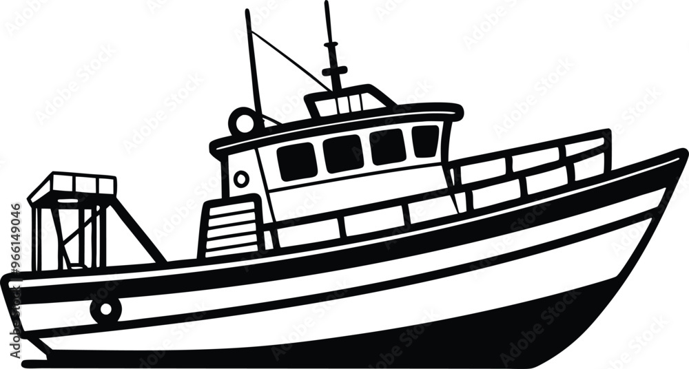 fishing boat line art vector illustration fishing boat line art vector illustration