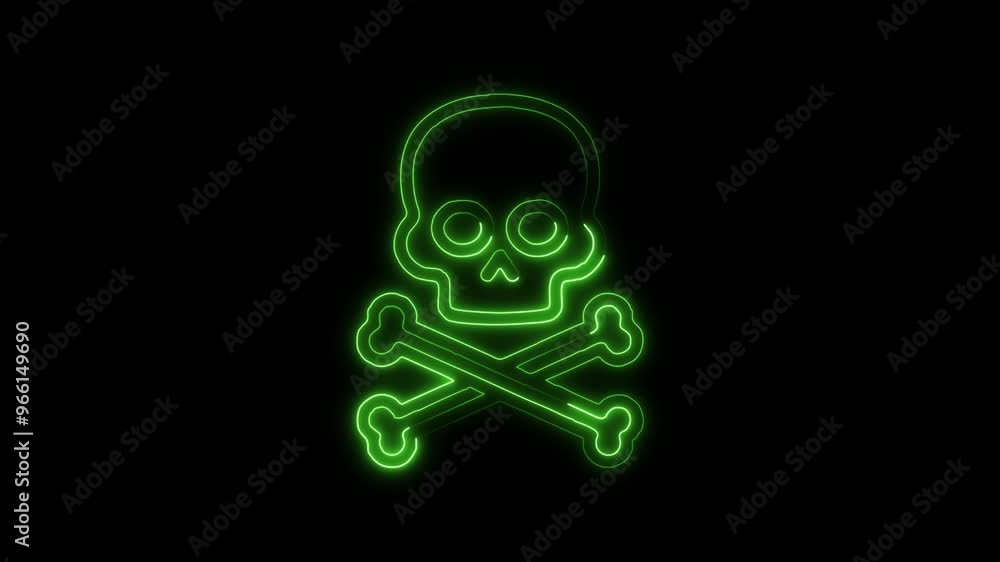 Glowing neon line Skull icon isolated on black background. HD Video motion graphic animation Glowing neon line Skull icon isolated on black background. HD Video motion graphic animation