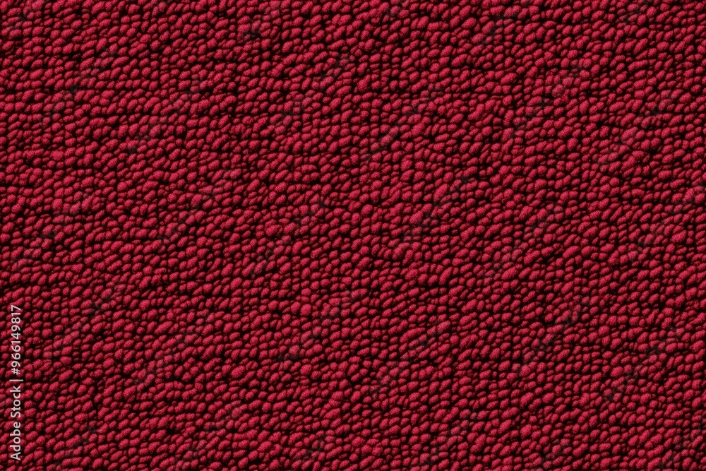 Fototapeta premium Texture of a cotton chenille red surface with a bumpy, granular appearance, resembling a fabric or material with small raised dots.