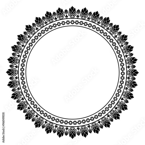 Damask Round Wreath circular round ornament floral Abstract pattern, Classic Victorian traditional style, illustration Vintage Design, Floral frames, Mandala, Antique, Moroccan frame