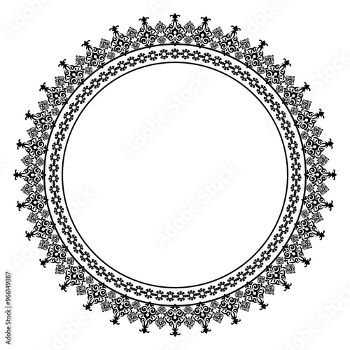 Damask Round Wreath circular round ornament floral Abstract pattern, Classic Victorian traditional style, illustration Vintage Design, Floral frames, Mandala, Antique, Moroccan frame