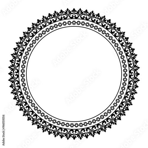 Damask Round Wreath circular round ornament floral Abstract pattern, Classic Victorian traditional style, illustration Vintage Design, Floral frames, Mandala, Antique, Moroccan frame