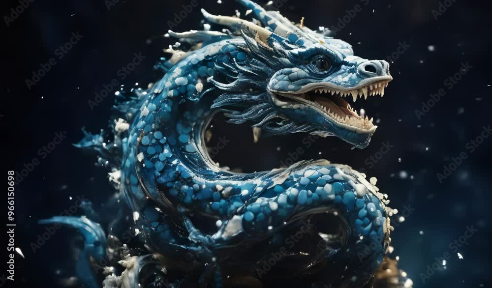Blue Dragon in Water: Mythical Creature Animation Blue Dragon in Water: Mythical Creature Animation