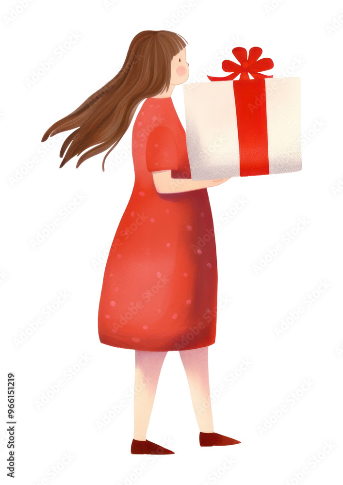 PNG Christmas carrying adult woman. PNG Christmas carrying adult woman.