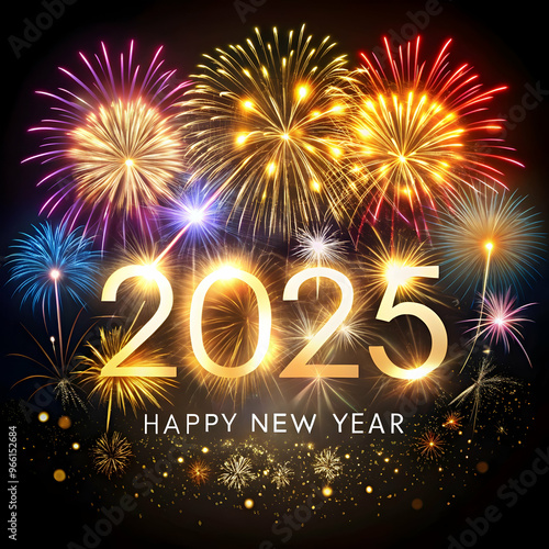 happy new year 2025 there is a firework written