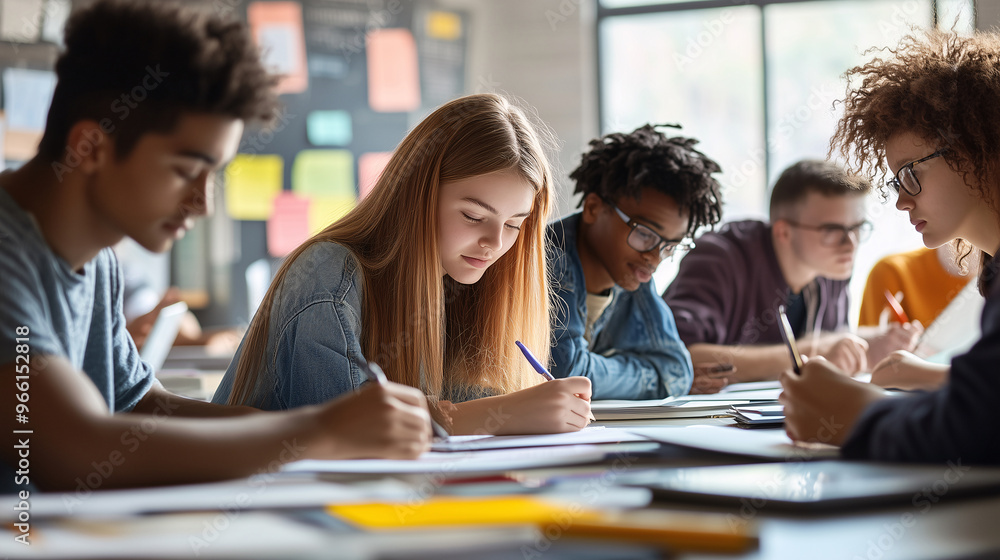 A group of students working together on a project