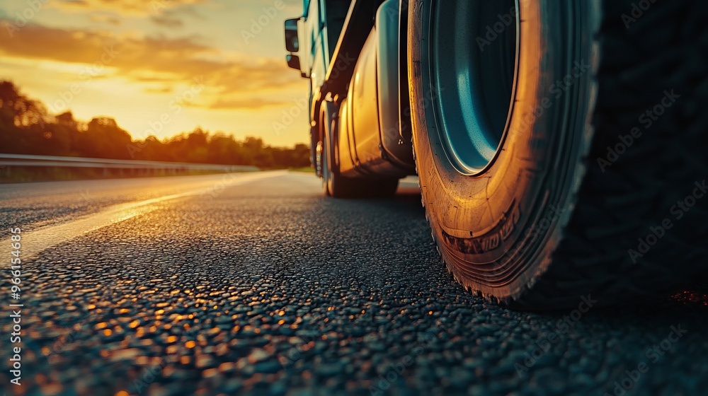 Negative Impact of Euler Angles on Truck Wheels at Sunset - AI generated illustration Negative Impact of Euler Angles on Truck Wheels at Sunset - AI generated illustration