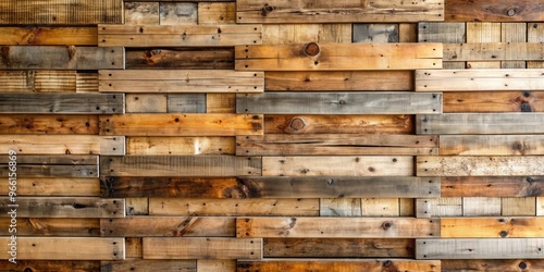 Rustic pallet wall made of weathered wood planks with a distressed finish
