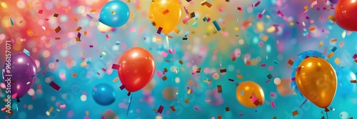 Wallpaper Mural A colorful image of many balloons and confetti Torontodigital.ca