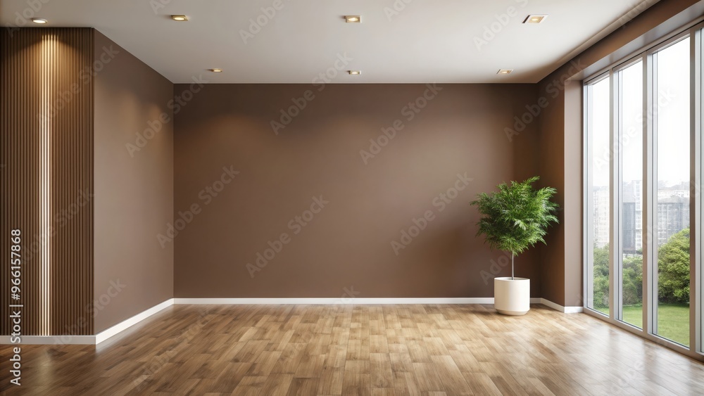 Obraz premium Modern interior with a brown wall