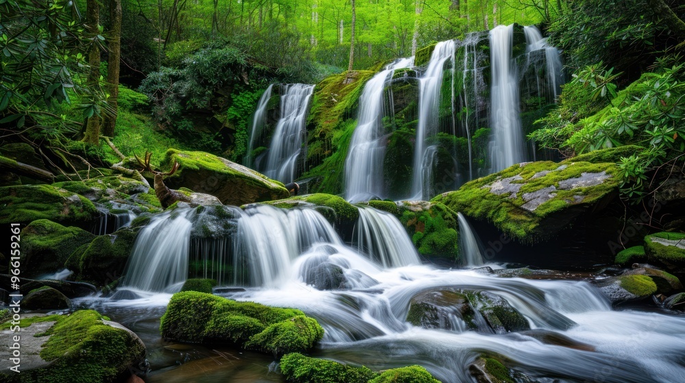 Waterfall in Lush Green Forest Waterfall in Lush Green Forest