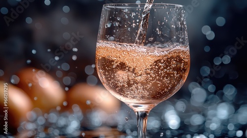 Elegant Pouring of Red Wine into Crystal Glass on Wooden Table with Soft Ambient Lighting