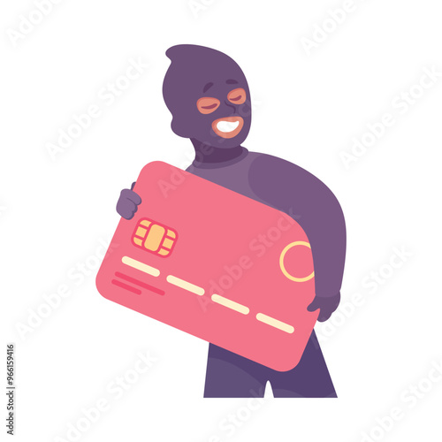 Man Criminal Commit Crime and Theft Vector Illustration