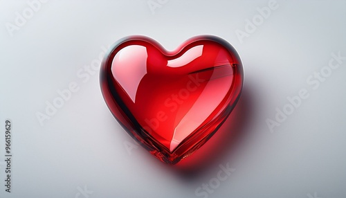 Red glass heart with a glossy finish.