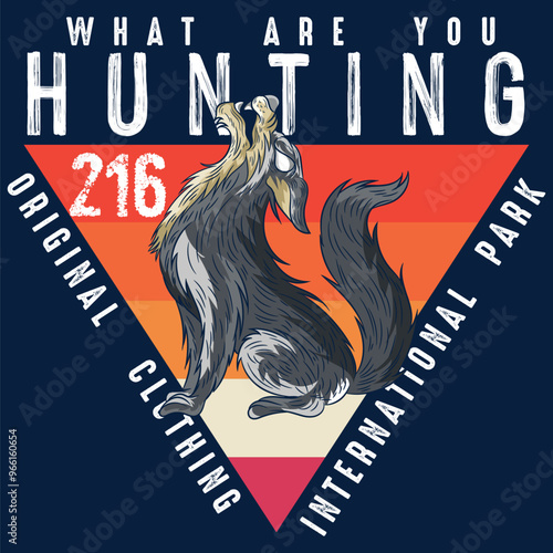 Illustration of a wolf or husky with a sporty style mountain design and also a picnic, lumberjack design and work icon.