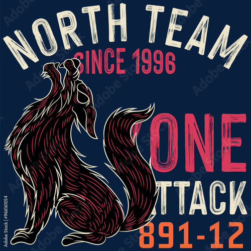 Illustration of a wolf or husky with a sporty style mountain design and also a picnic, lumberjack design and work icon.