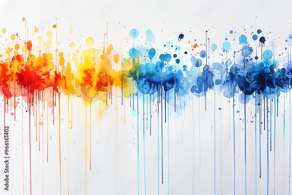 Fototapeta premium A colorful painting with splatters of paint that includes the colors red, yellow