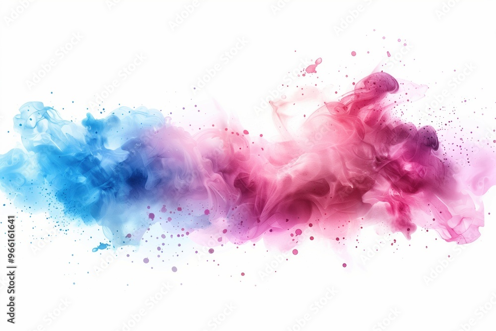 A colorful, abstract painting with blue, pink, and purple splatters A colorful, abstract painting with blue, pink, and purple splatters